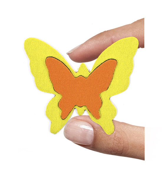 (1 pezzo) Sagoma in neoprene "Farfalla" - Arancio e giallo - Clicca l'immagine per chiudere